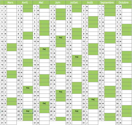 Calendrier 2023 pac